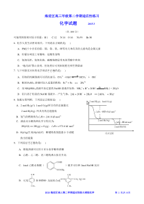 2015年北京市海淀区高三年级第二学期适应性练习化学部分(含答案)