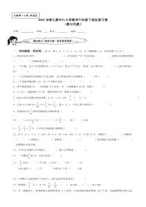 2013年春九都中心小学数学六年级下册总复习