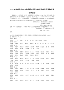 2015年度黄冈市高级教师评审通过名单