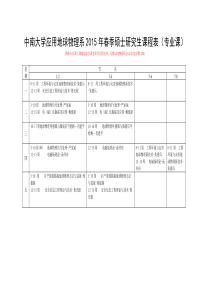 2015年春季地球科学与信息物理学院硕士研究生课程表(应用地球物理系)