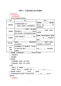 2013年高考地理艺术生专用精品复习资料_专题17_交通运输布局及其影响(学生版)