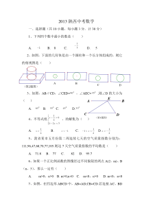 2013陕西中考数学