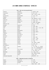 2015最新人教版九年级英语全一册词汇表