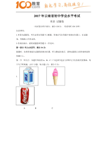 云南省2017中考试题英语卷(含答案)