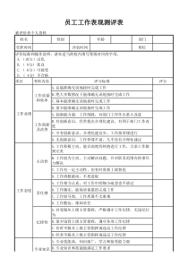 员工工作表现测评表