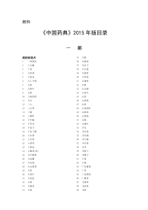 2015版药典目录