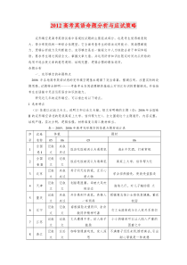 2012高考英语命题分析与应试策略