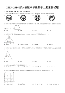 2013--2014新人教版八年级数学上期末测试题(带答案)