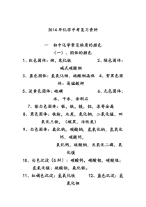 2014年化学中考复习资料