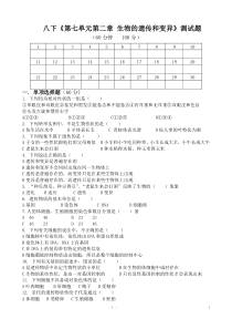 2015-2016新人教版八年级下册第七单元第二章生物的遗传和变异测试题