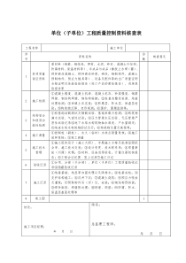 给排水构筑物工程单位(子单位)工程质量控制资料核查表