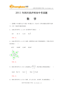 2011泸州中考数学试及答案