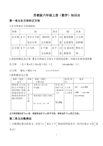 苏教版六年级上册(数学)知识点2016