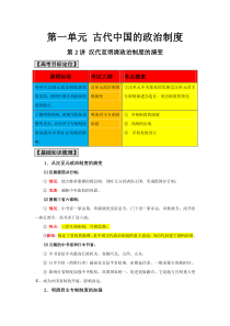 2011高考历史必修1学案导航汉代至明清政治制度的演变