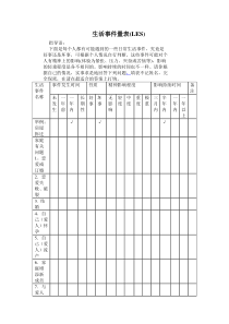 生活事件量表及评分标准