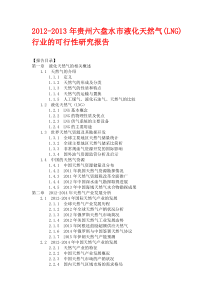 2012-2013年贵州六盘水市液化天然气(LNG)行业可行性研究报告