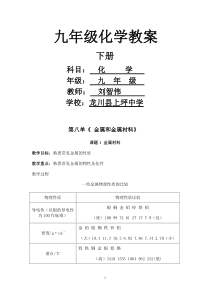 2012人教版新课标九年级化学下册(8-12单元)教学案