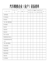 汽车维修企业（业户）设备清单