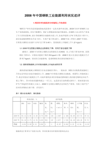 2008年中国钢铁工业能源利用状况述评