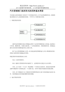 汽车营销部门组织形式的四种基本类型