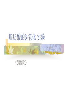 脂肪酸的β-氧化实验楼211室