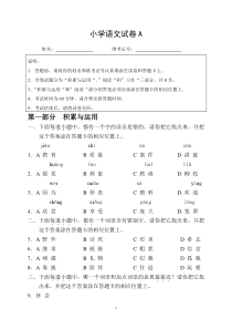 2010省抽测小学语文试卷AB