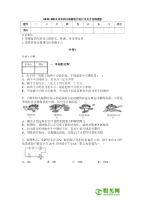 2011-2012学年四川成都铁中初三3月月考物理卷