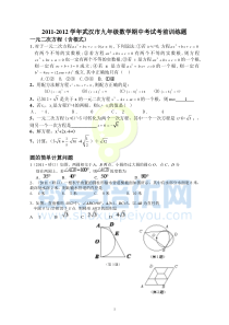 2011-2012年武汉市九年级数学期中考试复习题数学培优网版