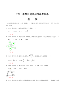 2011年四川省泸州市中考数学试题(word版含答案)