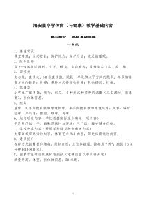 2011年小学体育教学必修与自选内容