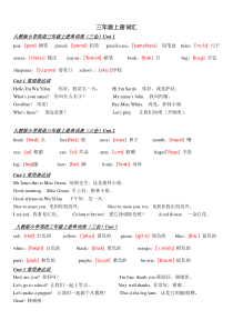 人教版PEP小学3-6年级英语单词表含音标