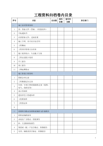 工程资料归档目录表