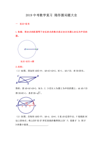 2019中考数学复习-隐形圆问题大全(后有专题练习无答案)