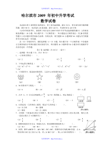 2009年黑龙江哈尔滨数学中考试题及答案