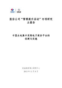 中国水电集中采购电子商务平台的创建与实施(XXXX1110)