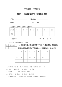 2010大学城西语文试卷