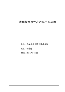 表面技术改性在汽车中的应用------张豪志