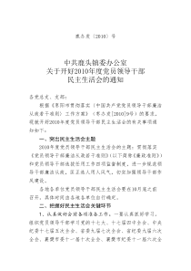 2010年党员领导干部民主生活会方案