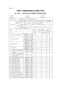 车辆产品强制性检验项目检验方案表-附件四、汽车新产品强