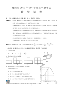 2010年梅州市中考数学试题(word版无答案)