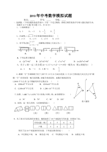 2010年武汉市中考模拟试题8