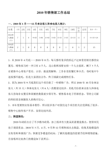 2010年销售部工作总结