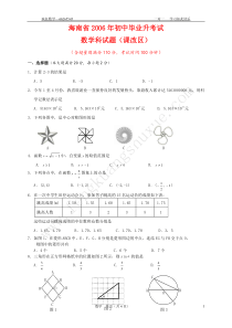 2006年海南省中考数学试题含答案