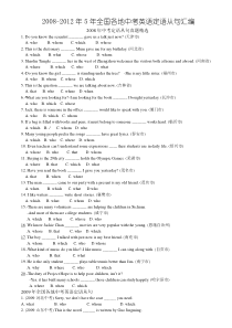 2008-2012年5年全国各地中考英语定语从句汇编