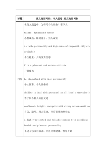 英文简历写作：个人性格_英文简历写作