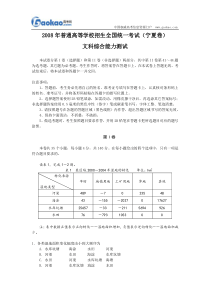 2008年高考文综试题及答案(宁夏卷)