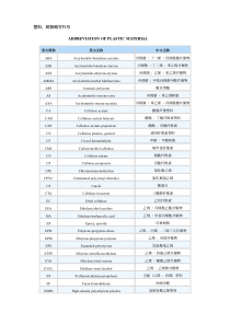 塑料、树脂缩写代号ABBREVIATIONOFPLAST