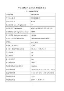 中联 25T汽车起重机基本性能参数表