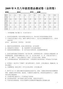 2009年9月八年级思想品德试卷