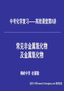 2009年中考化学复习高效课堂第8讲常见非金属氧化物及金属氧化物